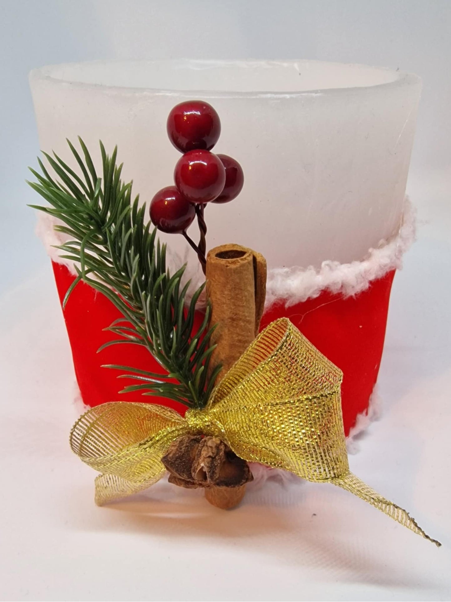 Wit kaarslantaarn met kerst lintje