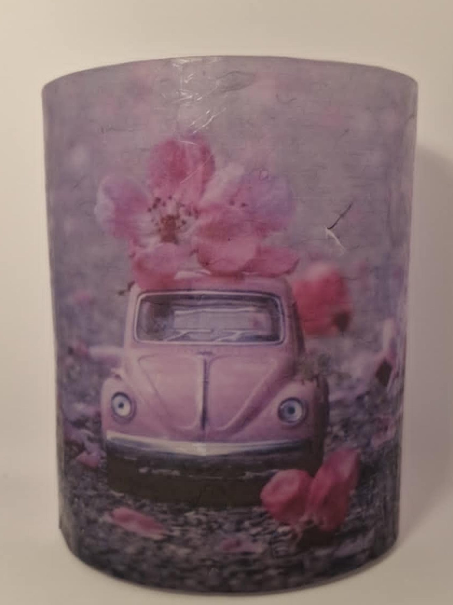 Paarse scarabee met paarse bloemen