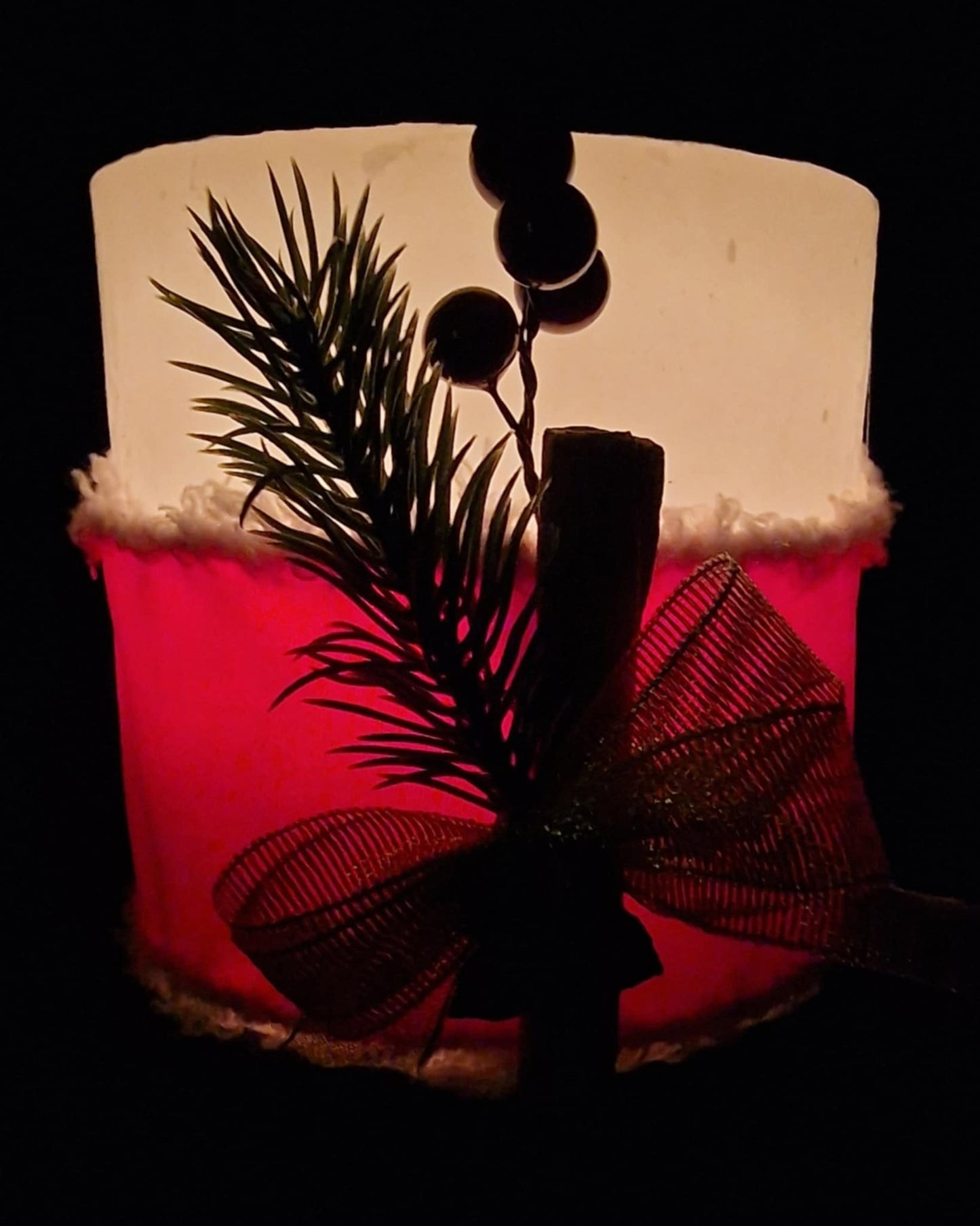 Wit kaarslantaarn met kerst lintje