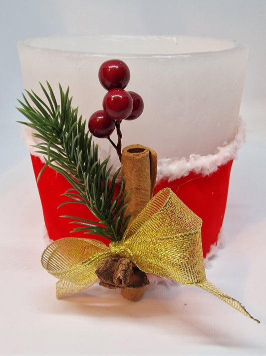 Wit kaarslantaarn met kerst lintje