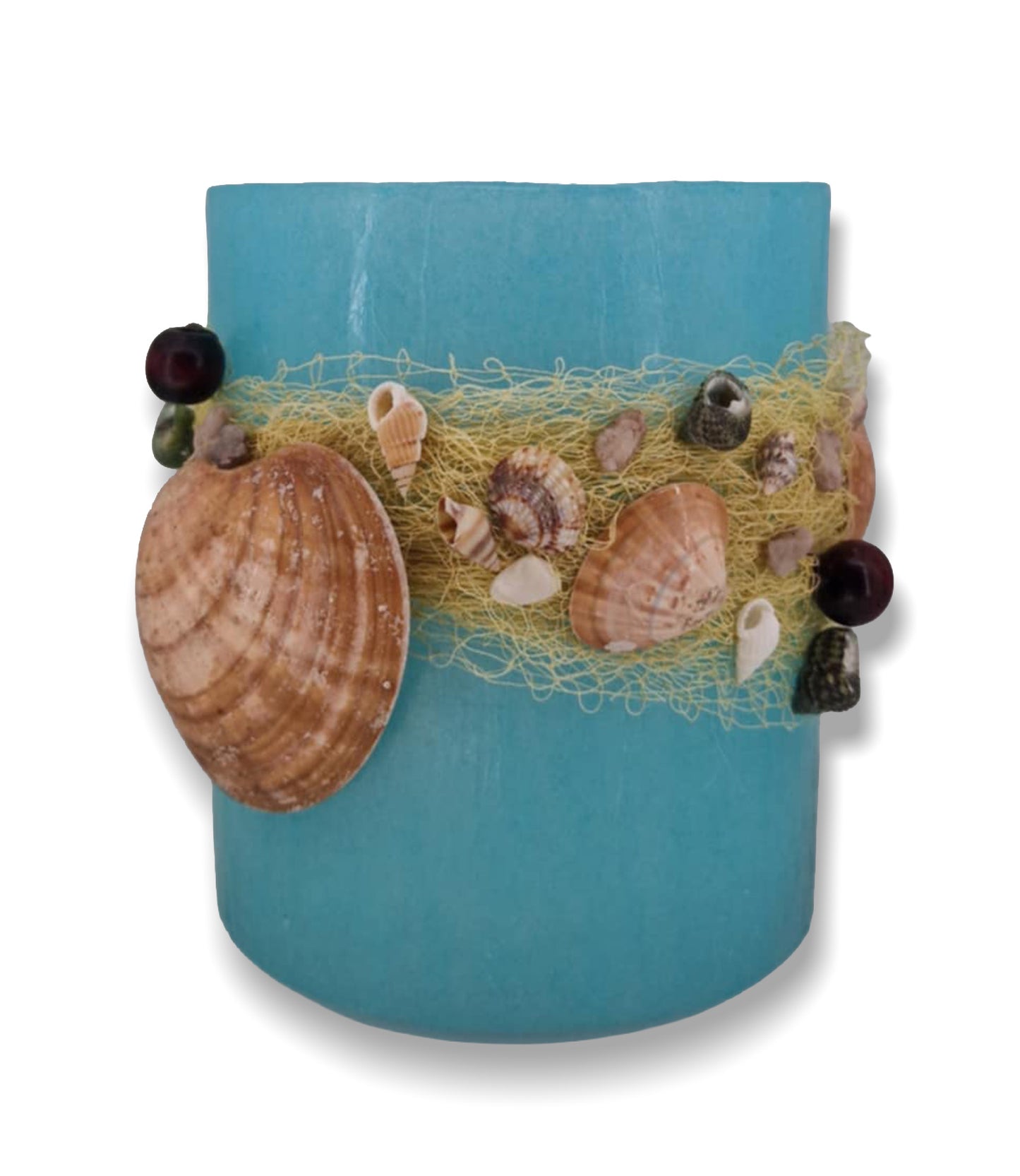 Zeeschelpen en visnet