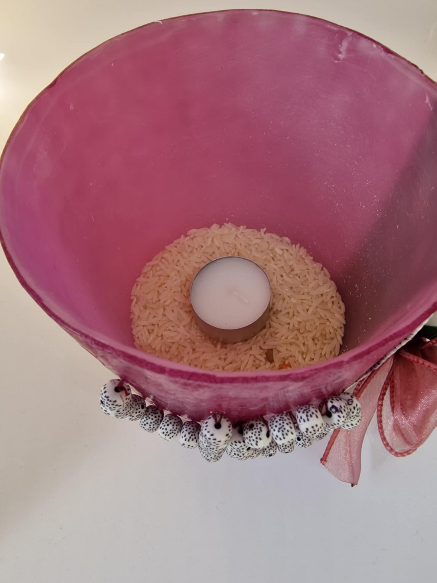 Violet jubileum kaarslantaarn met kralen