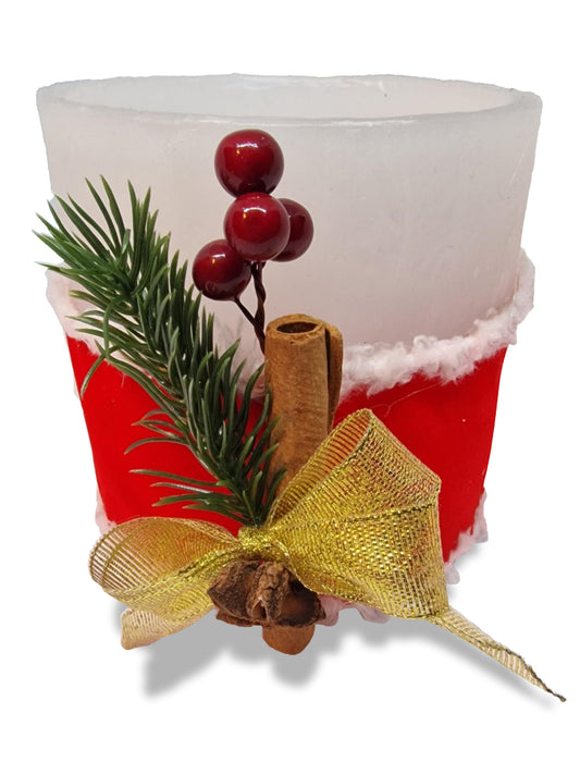Wit kaarslantaarn met kerst lintje