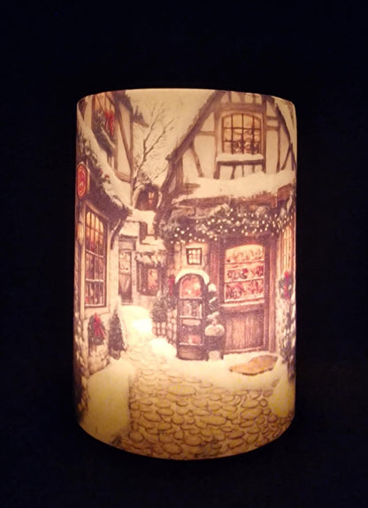 Een schilderachtig dorp, kerstelijk versierd